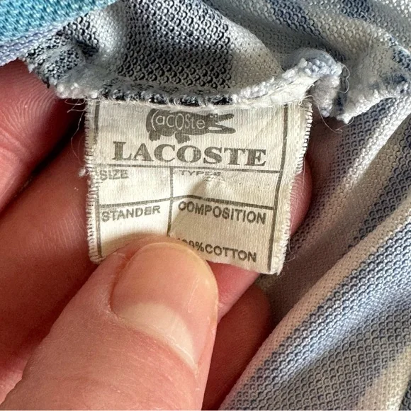 Vintage Lacoste Blue Striped Polo Shirt - Picture 6 of 12